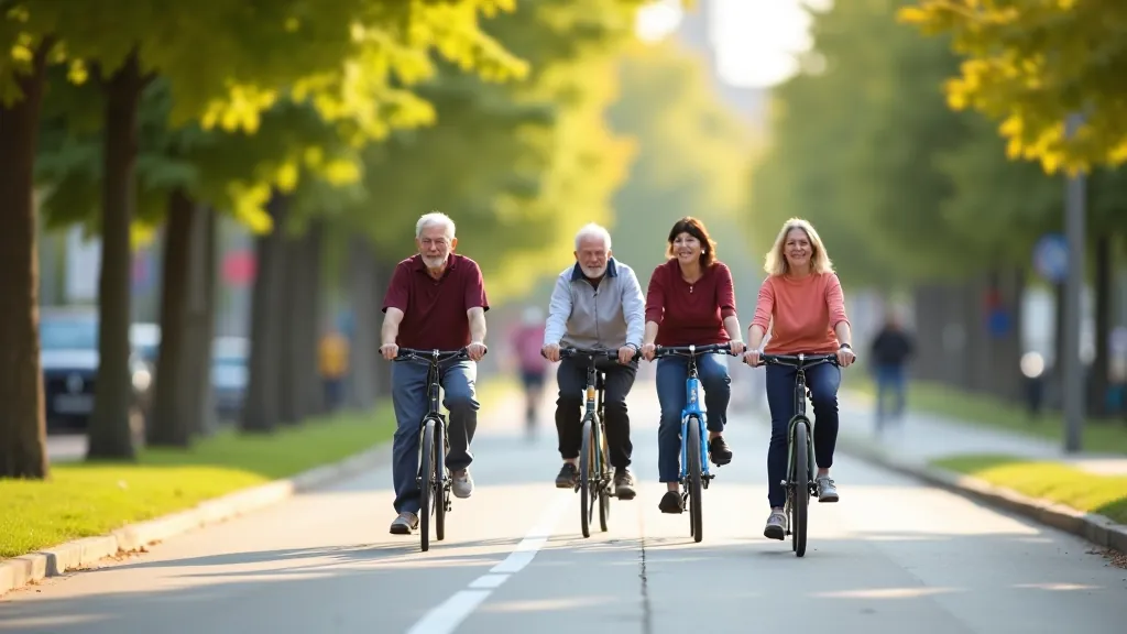 Seniori riteņbraukšanā pilsētas ceļos